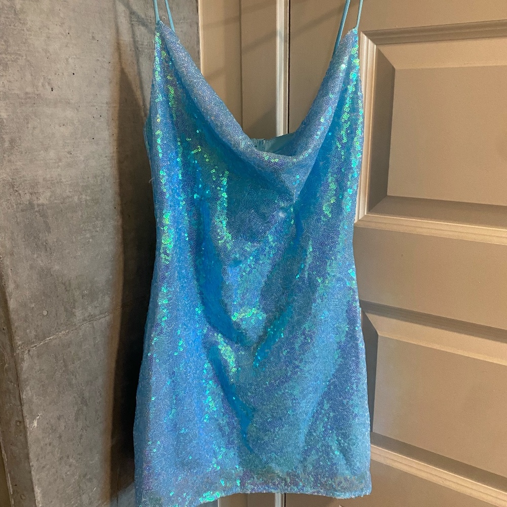 Sparkly Blue Mini Lucy in the Sky Dress